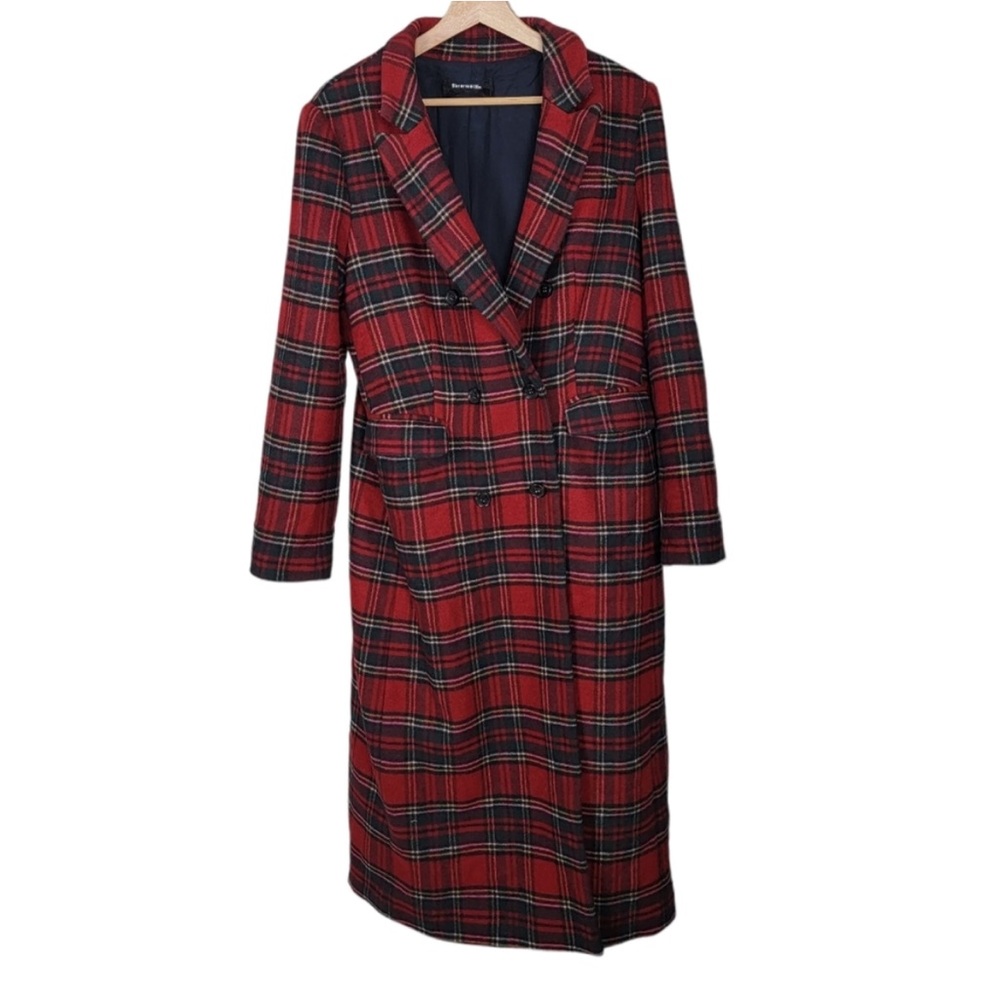 Beautiful 70% wool Reformation Middlebury long plaid coat, size Large - Picture 9 of 11